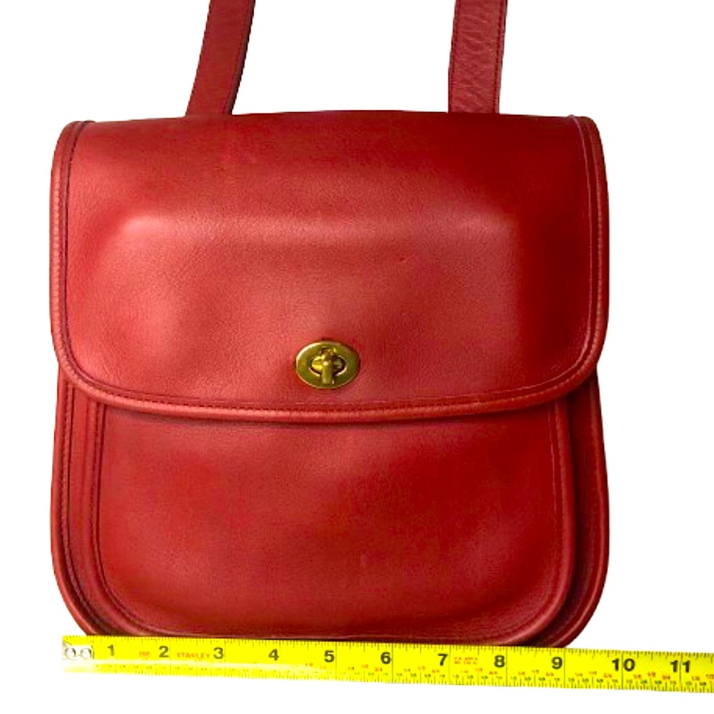 COACH Large Red Glove Tanned Side Pack Crossbody Bag RARE USA COA Sidepack 9979 - Picture 14 of 17